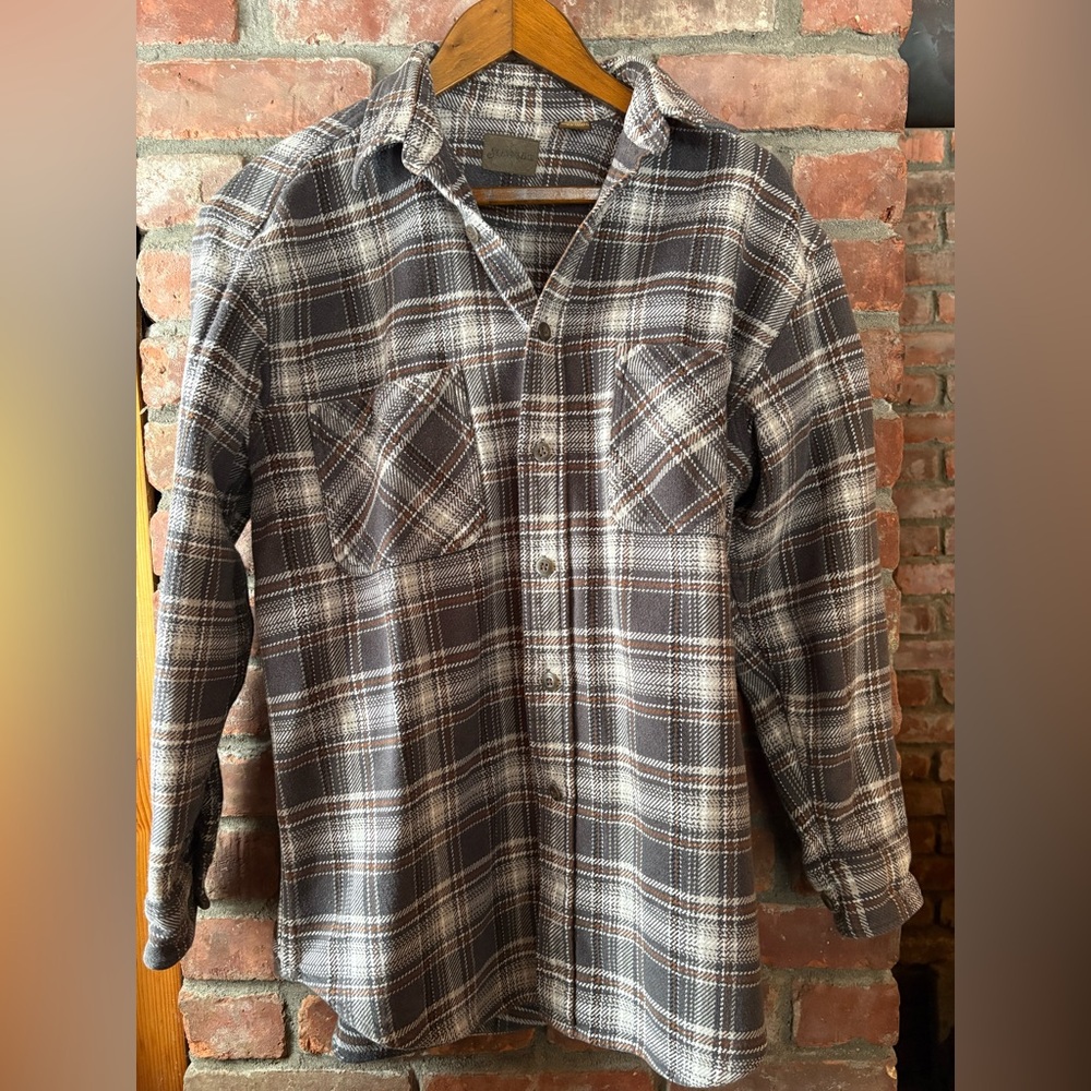 St. John's Bay Black and Gray Plaid Casual Shirt